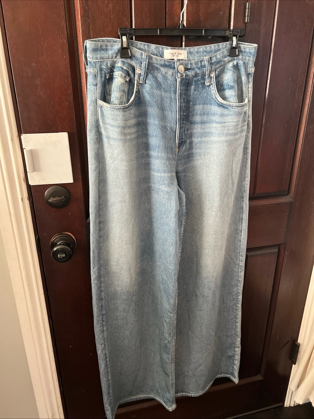 rag & bone Miramar Sophie terry cotton Light Blue Relaxed Wide-Leg Jeans